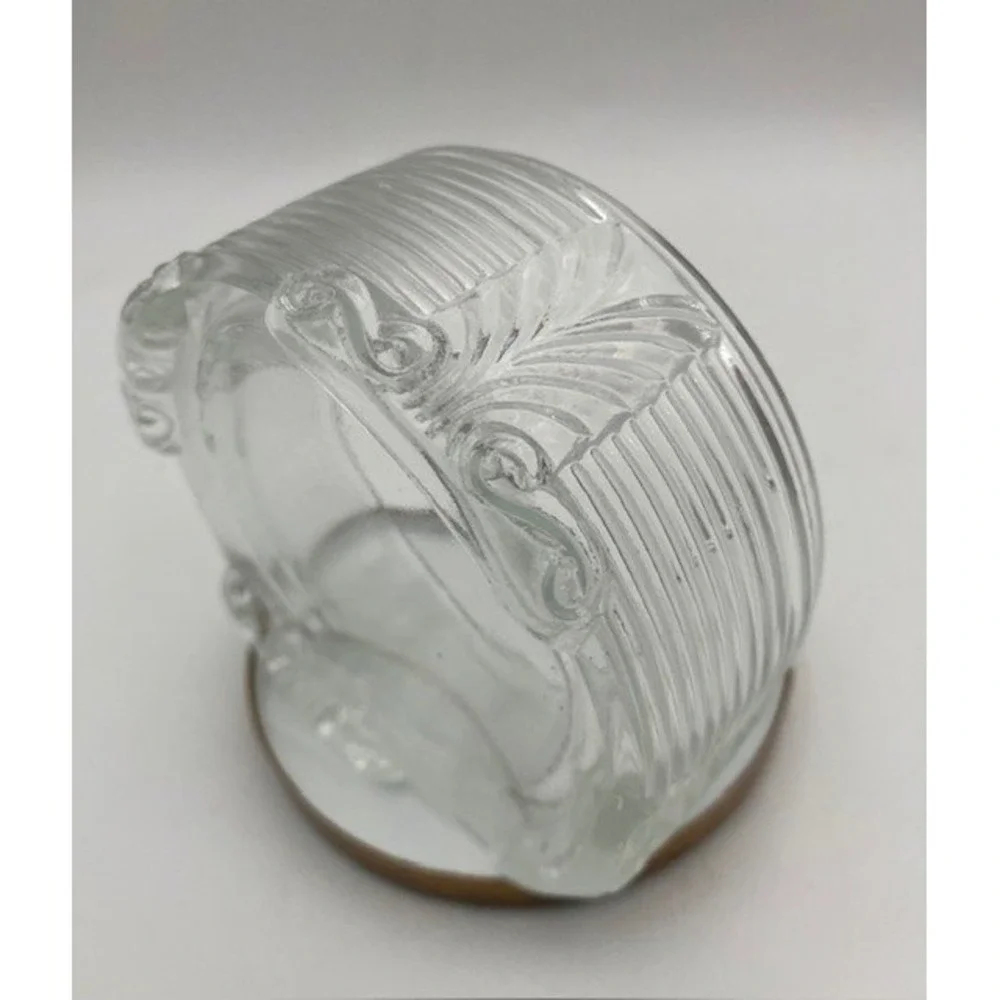 Footed Glass Powder/Trinket Jar Lace Lid Vanity‎ Decor Retro 1930's Style